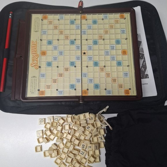 Scrabble Folio Travel Game 2001 Vintage Zipper Car Ride Pencil No Score Sheet - Picture 13 of 13